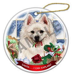 American Eskimo Santa I Can Explain Christmas Ornament