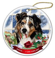 Australian Shepherd Santa I Can Explain  Dog Ornament - click for more colors