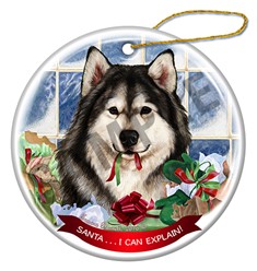 Alaskan Malamute Santa I Can Explain Christmas Ornament