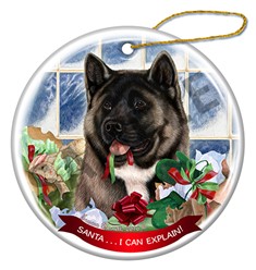 Akita Santa I Can Explain Christmas Ornament - click for more colors