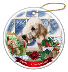Bedlington Terrier Santa I Can Explain Ornament - click for more colors