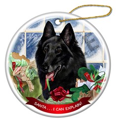 Belgian Shepherd Santa I Can Explain Dog Christmas Ornament