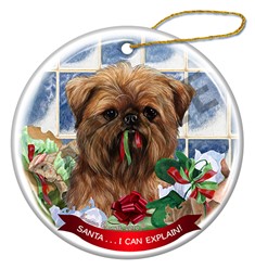 Brussels Griffon Santa I Can Explain Dog Christmas Ornament