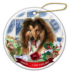 Collie Santa I Can Explain Dog Christmas Ornament