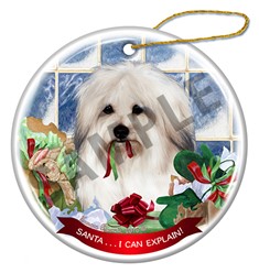 Coton de Tulear Santa I Can Explain Dog Christmas Ornament