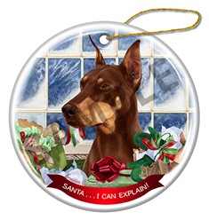 Doberman Santa I Can Explain Dog Christmas Ornament - click for more colors