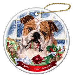 Bulldog Santa I Can Explain Christmas Ornament - click for breed colors