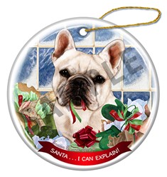 French Bulldog Santa I Can Explain Dog Christmas Ornament