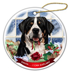 Greater Swiss Mountain Dog Santa I Can Explain Dog Christmas Ornament