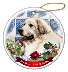 Great Pyrenees Santa I Can Explain Dog Christmas Ornament