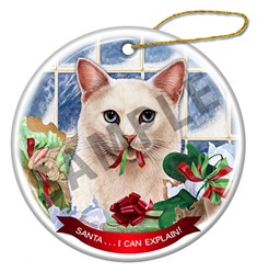 White Cat Santa I Can Explain Christmas Ornament