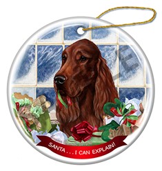 Irish Setter Santa I Can Explain Dog Christmas Ornament