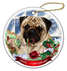 Pug Santa I Can Explain Dog Christmas Ornament - click for breed colors