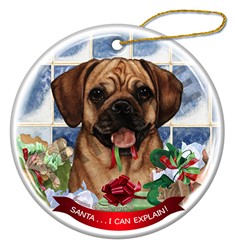 Puggle Santa I Can explain Dog Christmas Ornament