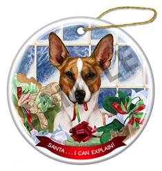 Rat Terrier Santa I Can Explain Dog Christmas Ornament - click for breed colors