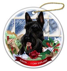 Scottish Terrier Santa I Can Explain Dog Christmas Ornament