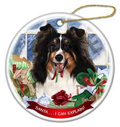 Shetland Sheepdog Santa I Can Explain Christmas Ornament - click for more colors