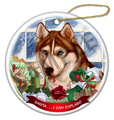 Siberian Husky Santa I Can Explain Dog Ornament - click for breed colors