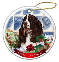 Springer Spaniel Santa I Can Explain Christmas Ornament - click for breed colors