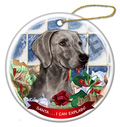 Weimaraner Santa I Can Explain Dog Christmas Ornament