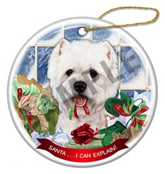 West Highland White Terrier Santa I Can Explain Dog Christmas Ornament