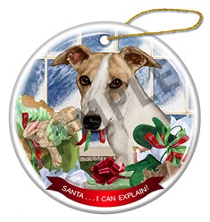 Whippet Santa I Can Explain Dog Christmas Ornament