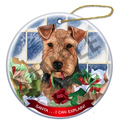 Welsh Terrier Santa I Can Explain Dog Christmas Ornament