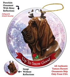 Bloodhound Up to Snow Good Christmas Ornament