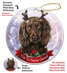 Boykin Spaniel Up To Snow Good Christmas Ornament