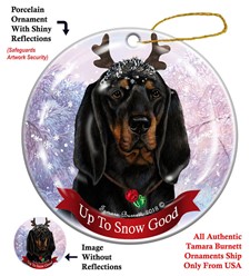 Coonhound Black and Tan Up To Snow Good Christmas Ornaments