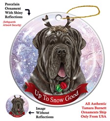 Neapolitan Mastiff Up To Snow Good Christmas Ornament- click for breed options