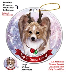 Papillon Up To Snow Good Christmas Ornament