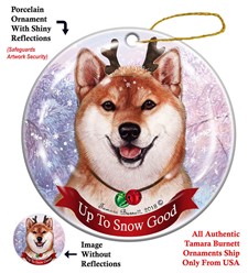 Shiba Inu Up to Snow Good Christmas Ornament- click for more breed colors