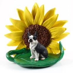 Boston Terrier Sunflower Figurine