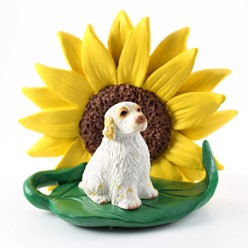 Clumber Spaniel Sunflower Dog Breed Figurine