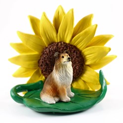 Collie Sunflower Dog Breed Figurine- click for more breed options