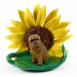 Norwich Terrier Sunflower Dog Breed Figurine