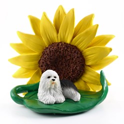 Old English Sheepdog Sunflower Dog Breed Figurine