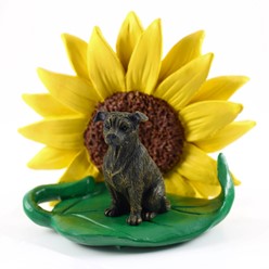 Staffordshire Bull Terrier Sunflower Dog Breed Figurine