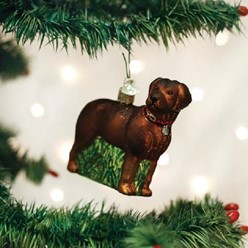 Chocolate Labrador Retriever Standing Old World Christmas Dog Ornament