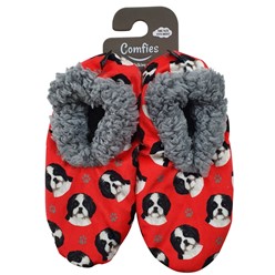 Shih Tzu Black & White Dog Print Slippers