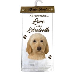 Labradoodle- All you Need is Love and a Yellow Labradoodle Kitchen Towel