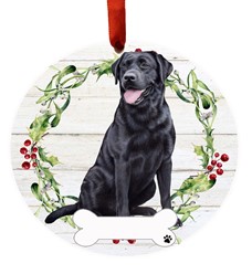 Black Labrador Dog Breed Wreath Christmas Ornament - click for more options