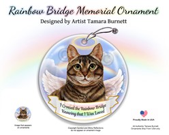 Brown Tabby Cat Rainbow Bridge Memorial Ornament