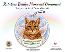 Orange Tabby Cat Rainbow Bridge Memorial Ornament
