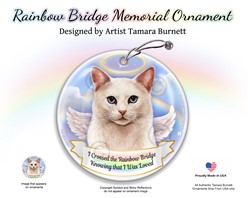 White Cat Rainbow Bridge Memorial Ornament