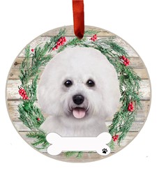 Bichon Frise Dog Breed Wreath Christmas Ornament