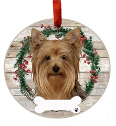 Yorkshire Terrier Dog Breed Wreath Christmas Ornament - click for breed options