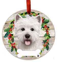 West Highland Dog Breed Wreath Christmas Ornament - click for breed options