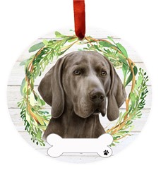 Weimaraner Dog Breed Wreath Christmas Ornament